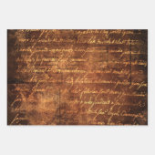 ヴィンテージ金箔ブラウン金ゴールドダマスクラッピング紙 ラッピングペーパーシート (正面)