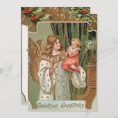 ヴィンテージ金箔付き天使と子供 シーズンカード (正面/裏面)