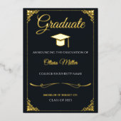 ヴィンテージ金箔卒業発表カード 箔招待状 (正面)
