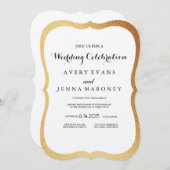 ヴィンテージ金素朴箔縁ど結婚式招待状 招待状 (正面/裏面)