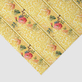 ヴィンテージ金色の背景にピンクがかった赤の花 薄葉紙 (詳細)