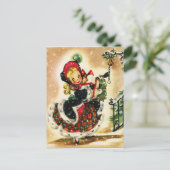 ヴィンテージ金髪の女の子とギフト ポストカード (スタンド正面)