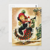 ヴィンテージ金髪の女の子とギフト ポストカード (正面/裏面)