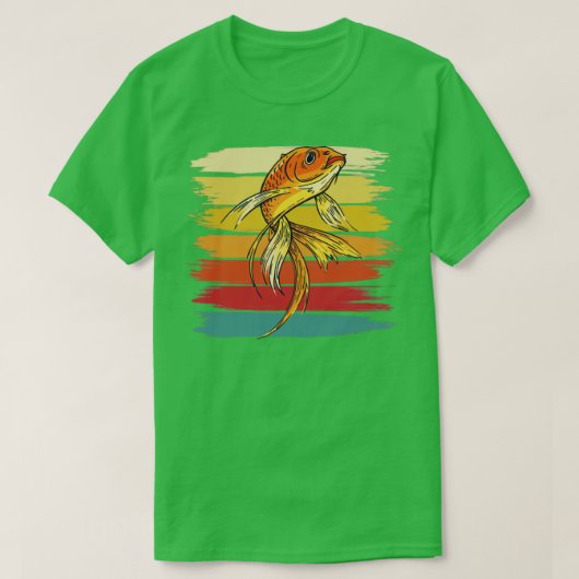 ヴィンテージ金魚カープ日本水族館金ゴールド魚2 Tシャツ (デザイン正面)