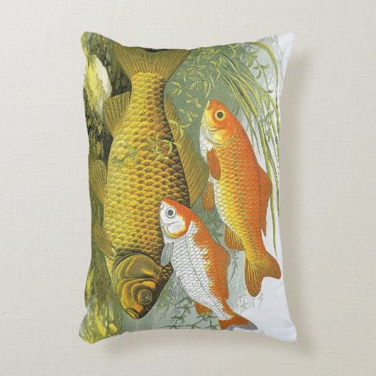 ヴィンテージ金魚コイ魚、海洋水中競技海生活 アクセントクッション (正面(垂直))