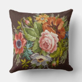 ヴィンテージ針先フローラタペストリー枕 クッション (裏面)