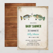 ヴィンテージ釣りシャワー誕生日 招待状 (正面/裏面)