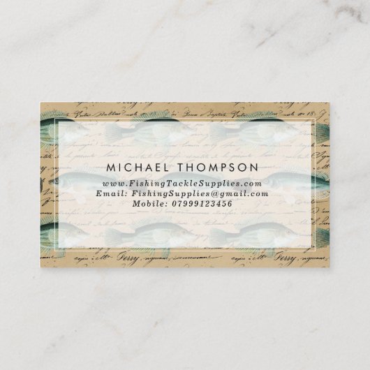 ヴィンテージ釣り名刺 名刺 (裏面)