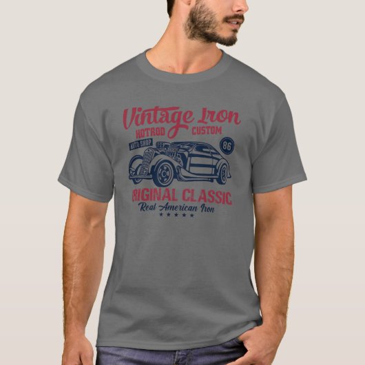 ヴィンテージ鉄オリジナルクラシック車 Tシャツ (正面)
