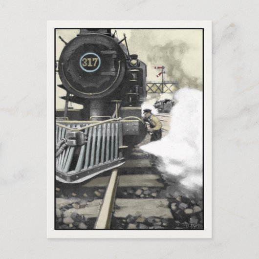 ヴィンテージ鉄道イラストレーション ポストカード (正面)