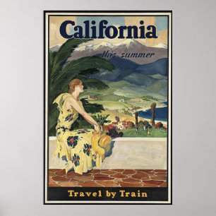 ヴィンテージ鉄道カリフォルニア旅行広告 ポスター