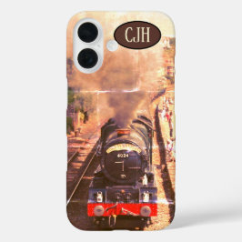 ヴィンテージ鉄道スチームロコあなたのモノグラム iPhone 16ケース