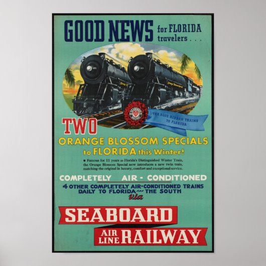 ヴィンテージ鉄道フロリダへの旅行ポスター ポスター (正面)