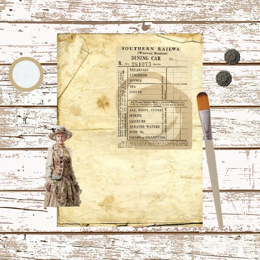 ヴィンテージ鉄道レシート紙シート