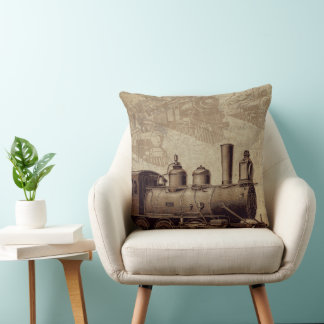 ヴィンテージ鉄道装飾用クッション クッション