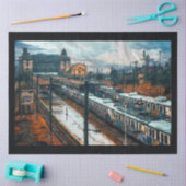 ヴィンテージ鉄道駅20x30デコページ 薄葉紙 (クラフト)