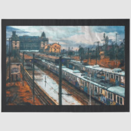 ヴィンテージ鉄道駅20x30デコページ 薄葉紙