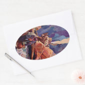 ヴィンテージ鉱夫とドバ絵画ー 楕円形シール (封筒)