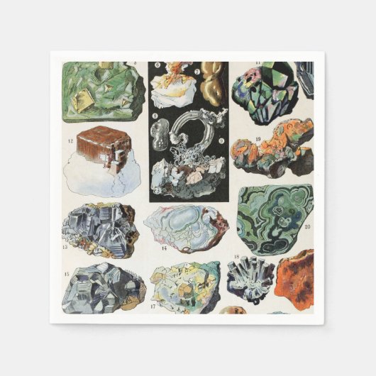 ヴィンテージ鉱物岩地学 スタンダードカクテルナプキン (正面)