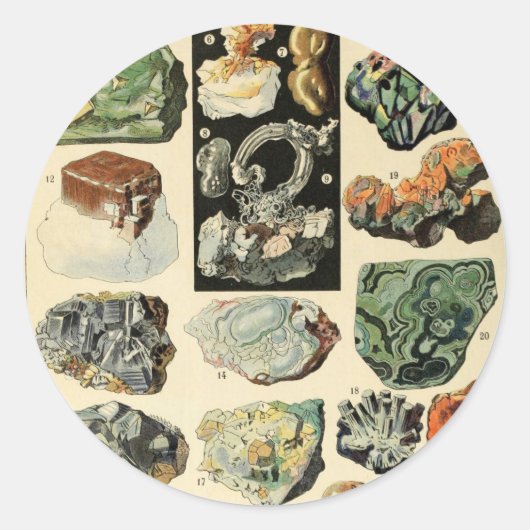 ヴィンテージ鉱物岩地学 ラウンドシール (正面)