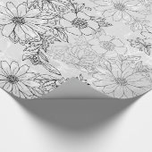 ヴィンテージ銀モダンフローラ大理石 ラッピングペーパー (角)