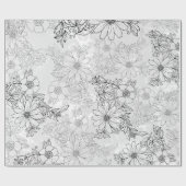 ヴィンテージ銀モダンフローラ大理石 ラッピングペーパー (フラット)
