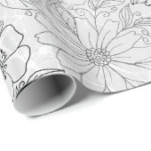 ヴィンテージ銀モダンフローラ大理石 ラッピングペーパー (ロールコーナー)