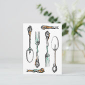 ヴィンテージ銀器、食用品はがき ポストカード (スタンド正面)