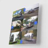 ヴィンテージ銀製アルミニウム旅行トレーラーの店の時計 スクエア壁時計 (傾斜)