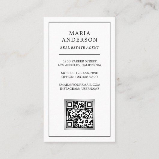 ヴィンテージ銀鍵実在不動産業者フォトQRコード 名刺 (裏面)