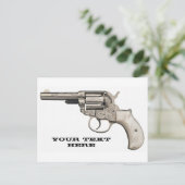ヴィンテージ銃でメッセージを送る ポストカード (スタンド正面)