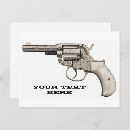 ヴィンテージ銃でメッセージを送る ポストカード (正面/裏面)