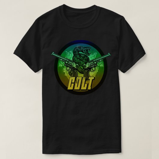 ヴィンテージ銃器グリーンシールド Tシャツ (デザイン正面)