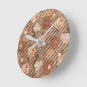 ヴィンテージ銅スパイスバラ|桃とバーントオレンジ ラウンド壁時計 (傾斜)