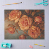 ヴィンテージ銅フランスのバラほこりっぽいオレンジフェイク金ゴールド 薄葉紙 (クラフト)