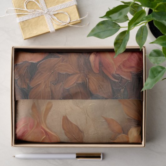 ヴィンテージ銅フランスのバラほこりっぽいオレンジフェイク金ゴールド 薄葉紙 (ギフト)