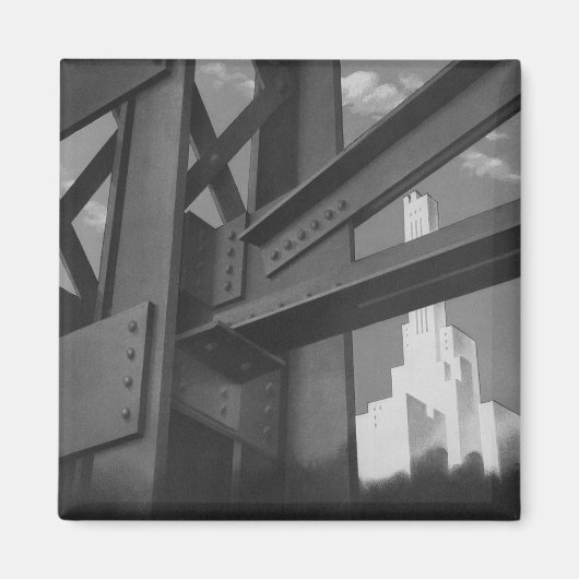 ヴィンテージ鋼建築超高層ビル構造 マグネット (正面)