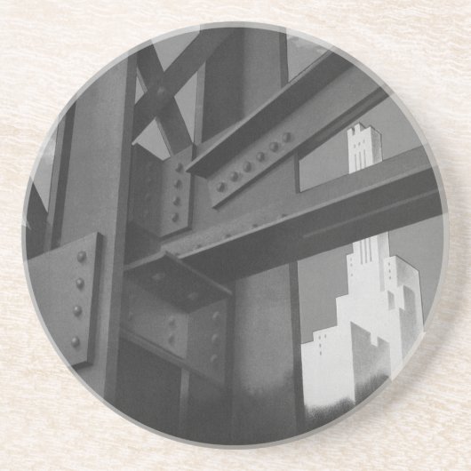 ヴィンテージ鋼鉄製高層ビル建築 コースター (正面)