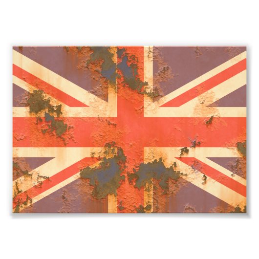 ヴィンテージ錆びたイギリス旗 フォトプリント            (正面)