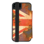 ヴィンテージ錆びたイギリス旗 INCIPIO iPhoneウォレットケース (フォリオ裏面)