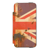 ヴィンテージ錆びたイギリス旗 INCIPIO iPhoneウォレットケース (フォリオ 正面)