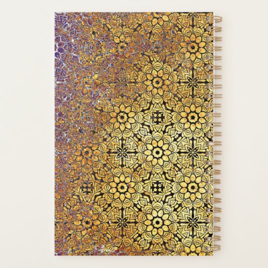 ヴィンテージ錆びたテクスチャのダマスクのフローラルパターン プランナー手帳 (裏面)