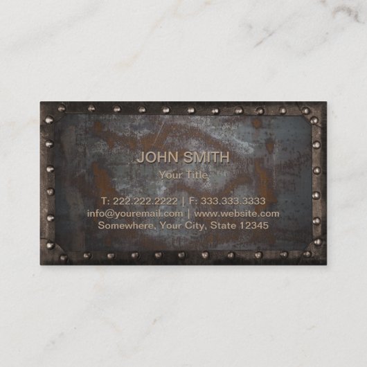ヴィンテージ錆び付いた金属のハンドマン修理業者 名刺 (裏面)