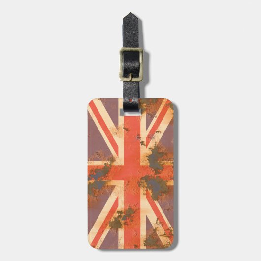 ヴィンテージ錆統一された付き王国国旗 ラゲッジタグ (正面縦)