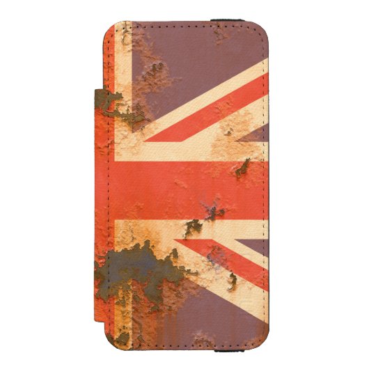 ヴィンテージ錆統一された付き王国国旗 INCIPIO iPhoneウォレットケース (フォリオ 正面)