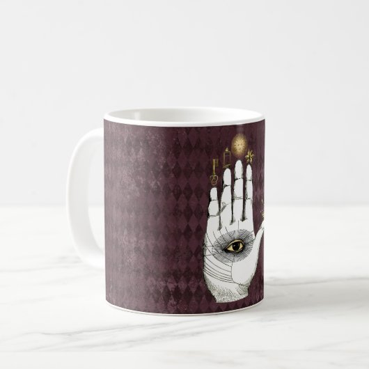 ヴィンテージ錬金術の謎の手 コーヒーマグカップ (正面左)