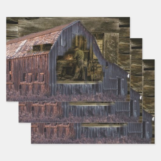 ヴィンテージ鍛冶屋ウェルダー ラッピングペーパーシート (セット)