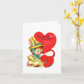 ヴィンテージ鍵からハートバレンタイン カード (黄色い花)