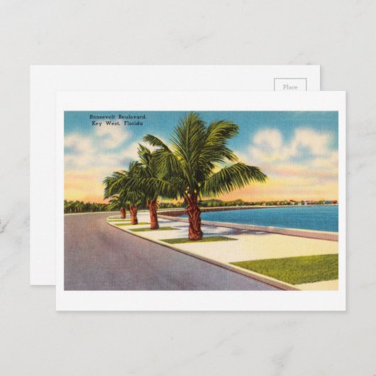 ヴィンテージ鍵ウエストフロリダルーズヴェルトブルバード ポストカード (正面/裏面)