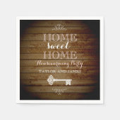 ヴィンテージ鍵ウッドルック引っ越し祝いパーティーナプキンス スタンダードカクテルナプキン (正面)